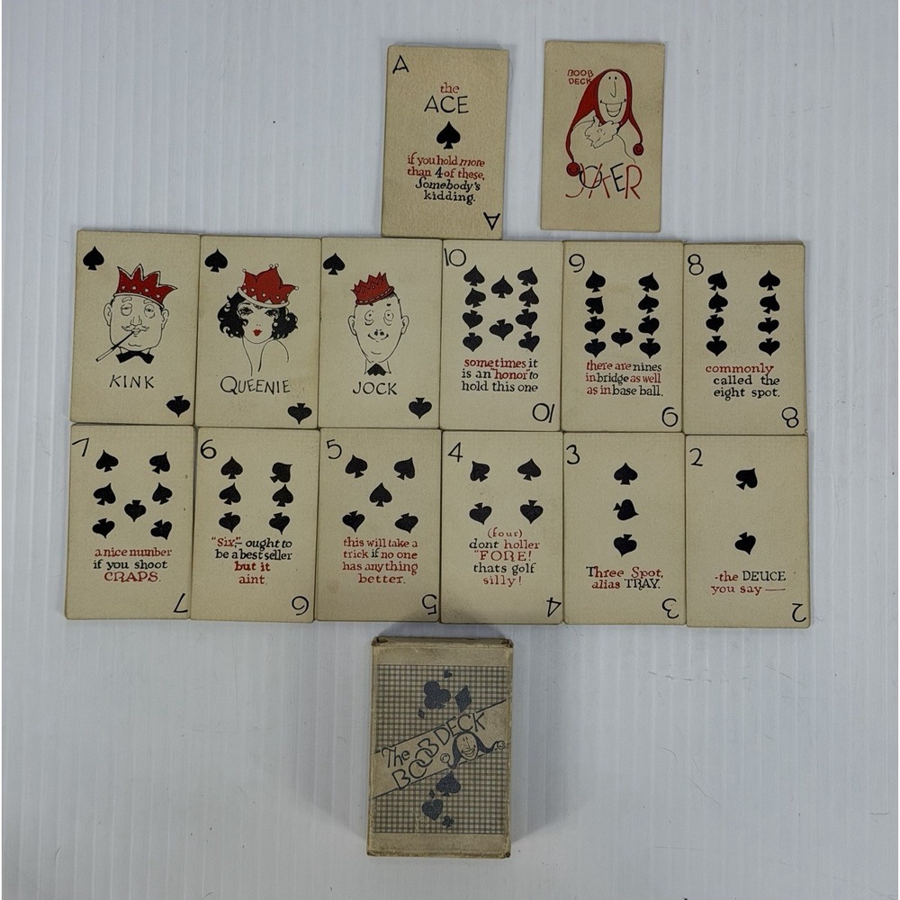VINTAGE‎ The Boob Deck Paper Mini Playing 53 Cards Humor Humorous Captions